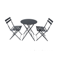 Foldable Outdoor Set Round Table and Slat Chairs